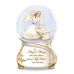 Bradford exchange Angel musical memorial Snow Globe  Gold Accents